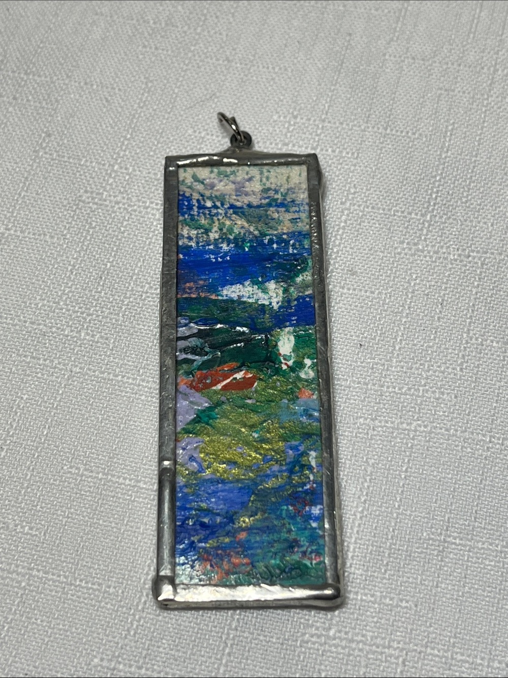 Handcrafted Blue & Green & purple Abstract Glass Pendant 
Stained glass